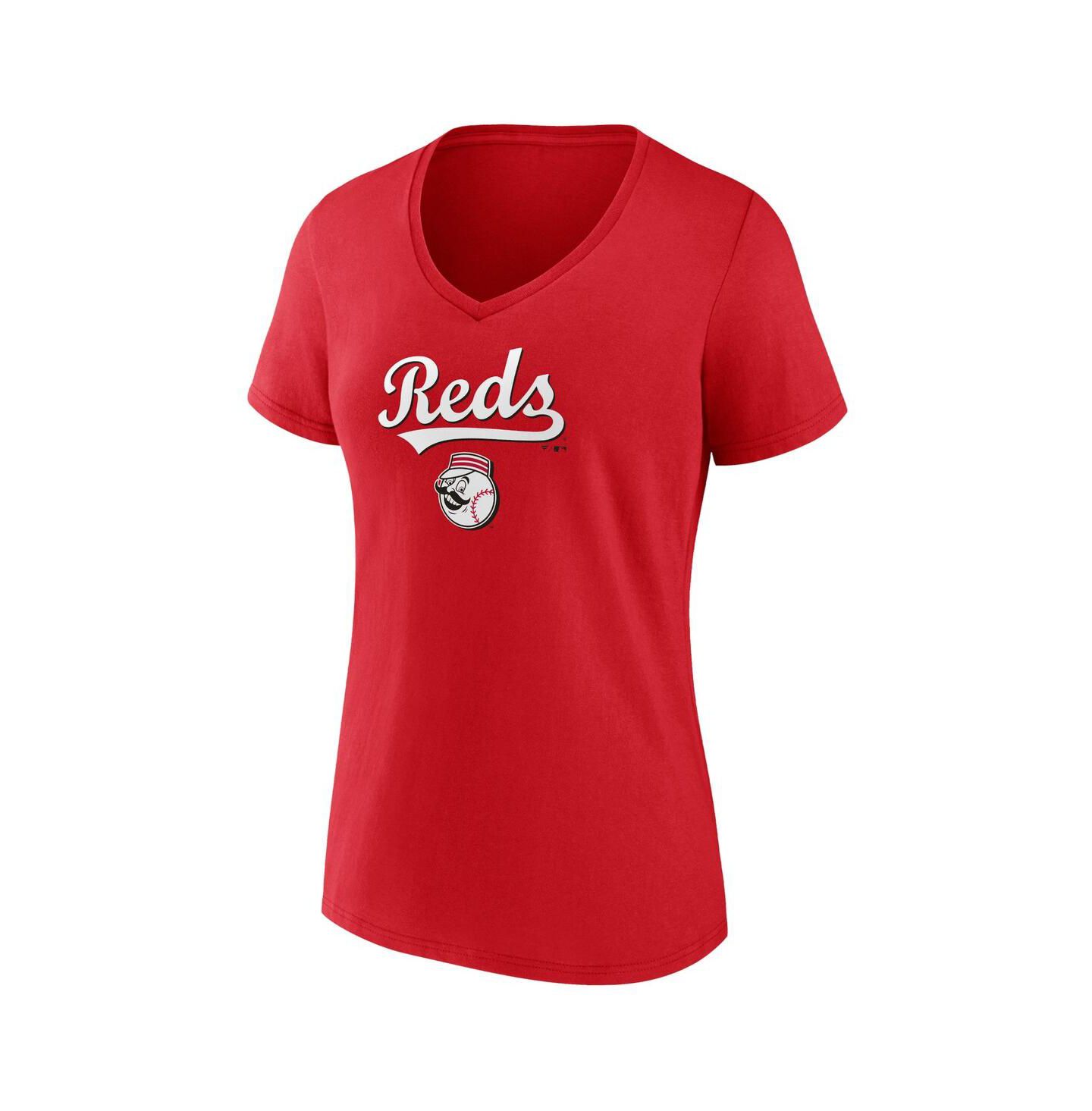 Женская футболка Fanatics Red Cincinnati Reds Team Lockup V-Neck — фото 2
