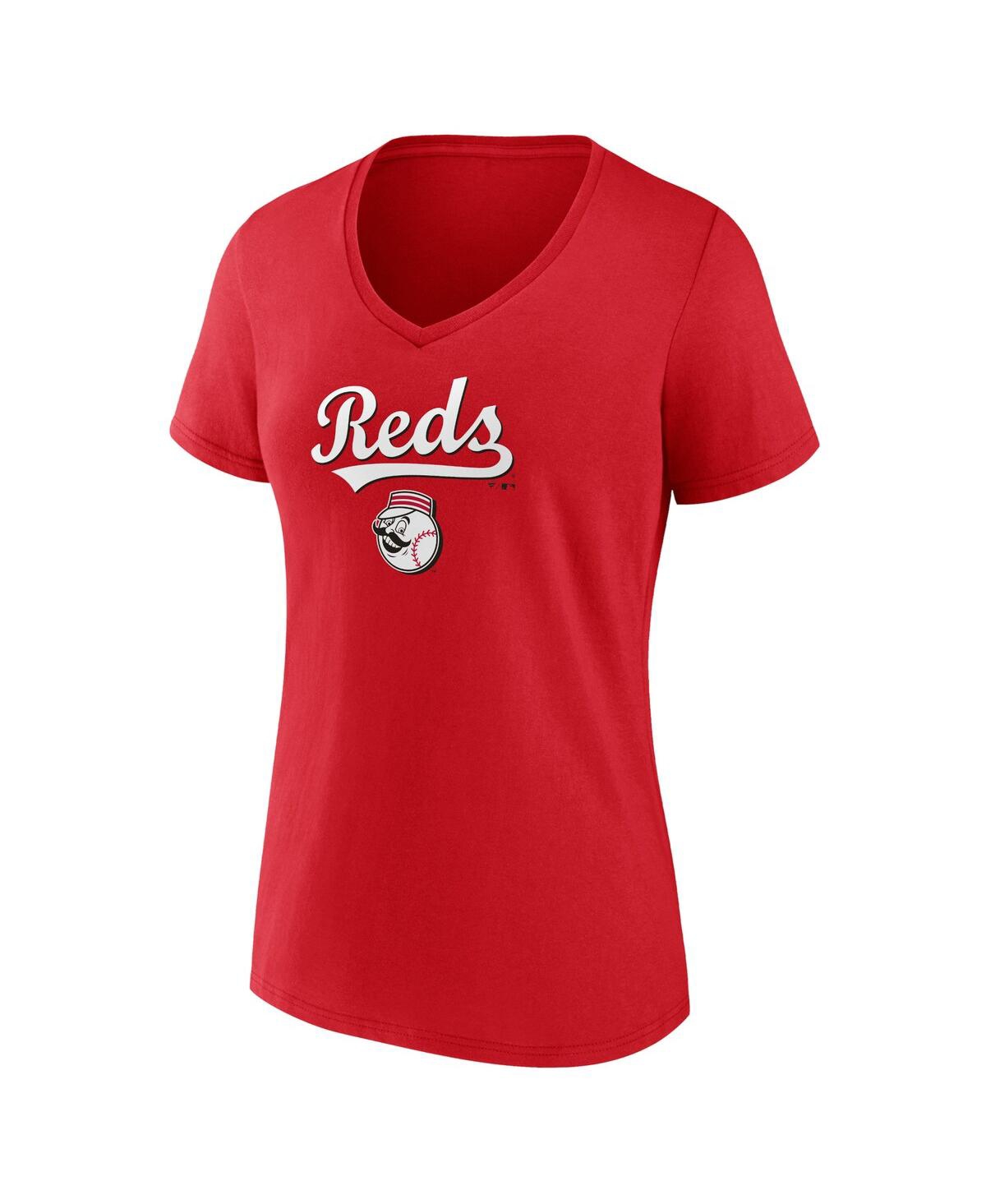 Fanatics Branded Red Cincinnati Reds Team Lockup V-neck T-shirt In Red