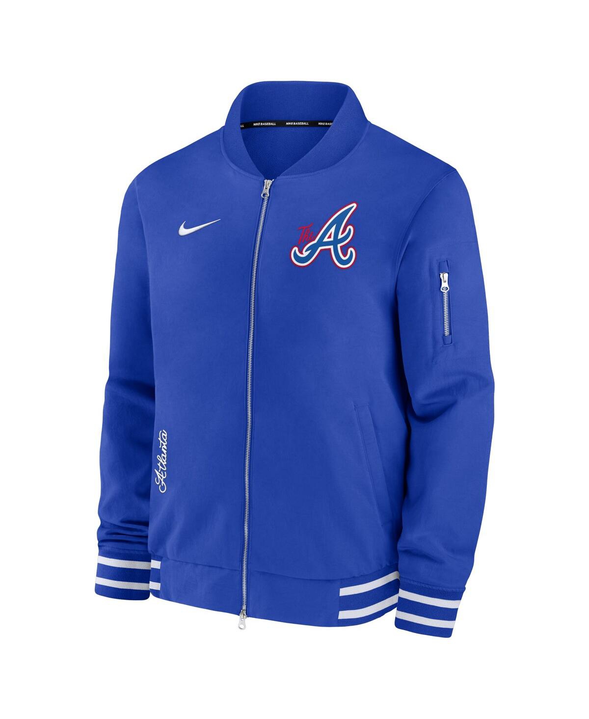 Shop Nike Men's  Royal Atlanta Braves Authentic Collection Game Time Bomber Full-zip Jacket