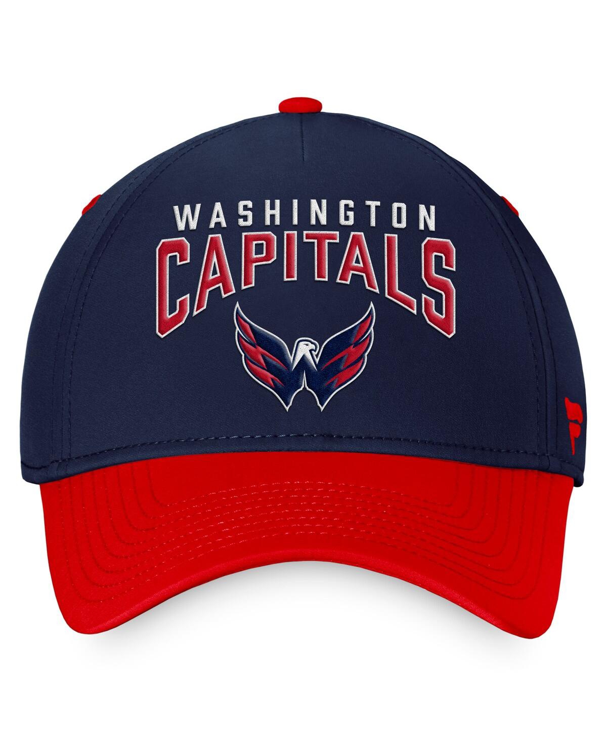 Shop Fanatics Men's  Navy, Red Washington Capitals Fundamental 2-tone Flex Hat In Navy,red