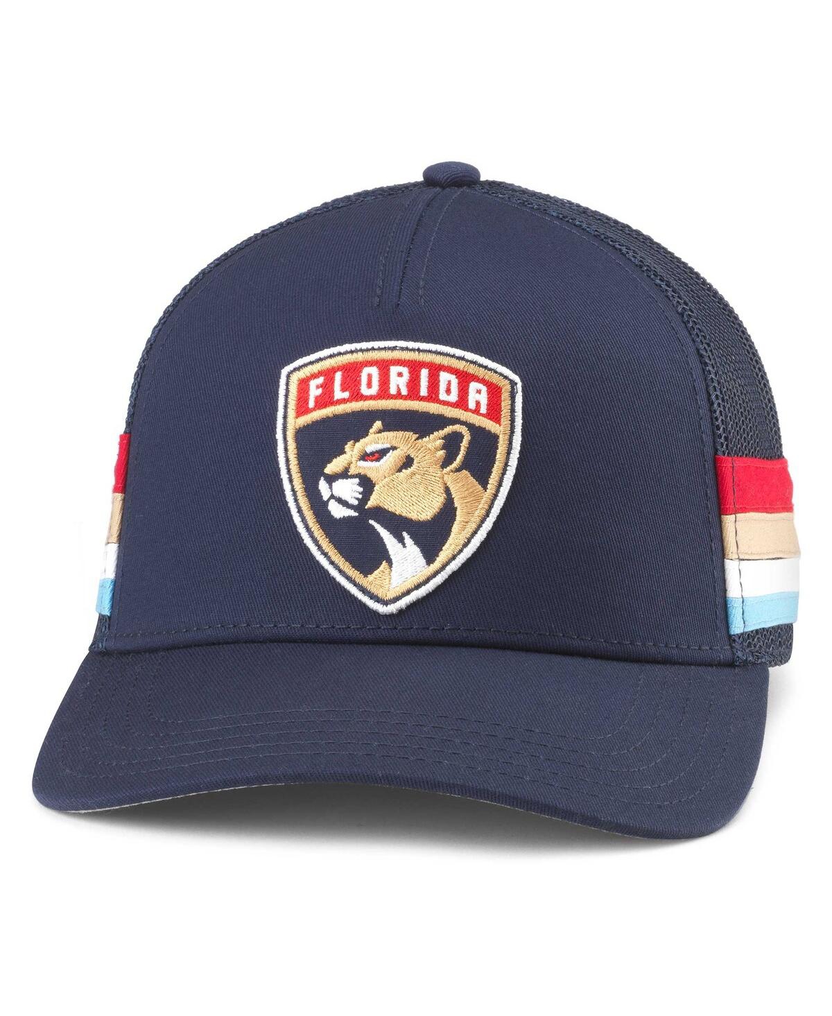 Men's American Needle Navy Florida Panthers HotFoot Stripes Trucker Adjustable Hat - Navy