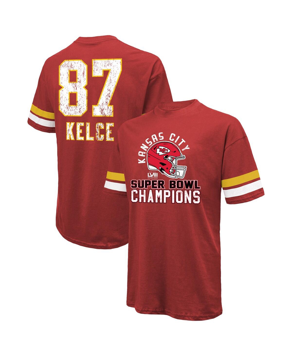 Shop Majestic Men's  Threads Travis Kelce Red Distressed Kansas City Chiefs Super Bowl Lviii Name And Numb