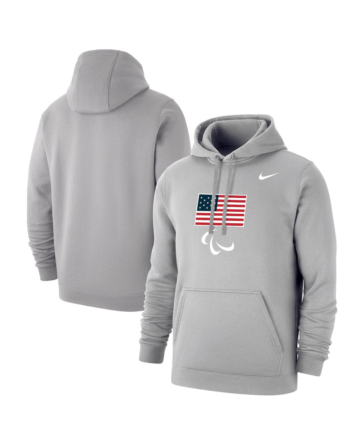 Shop Nike Men's  Charcoal Team Usa Paralympics Club Fleece Pullover Hoodie