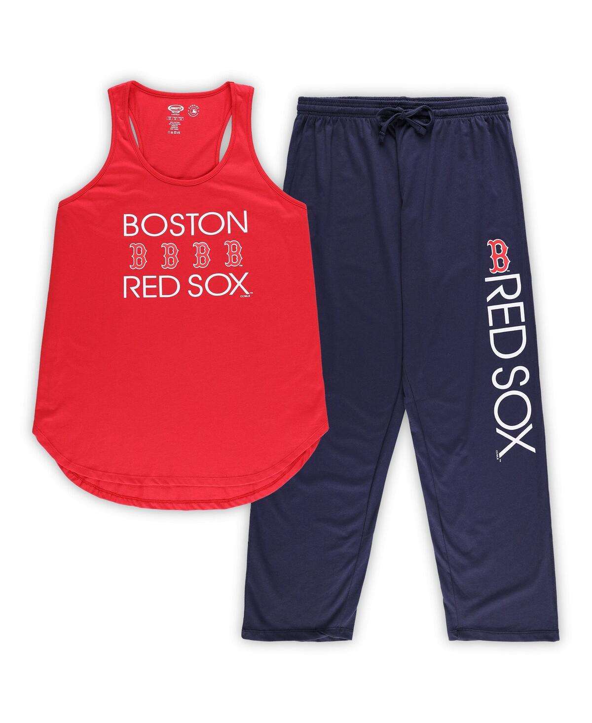 CONCEPTS SPORT WOMEN'S CONCEPTS SPORT RED, NAVY BOSTON RED SOX PLUS SIZE METER TANK TOP AND PANTS SLEEP SET 