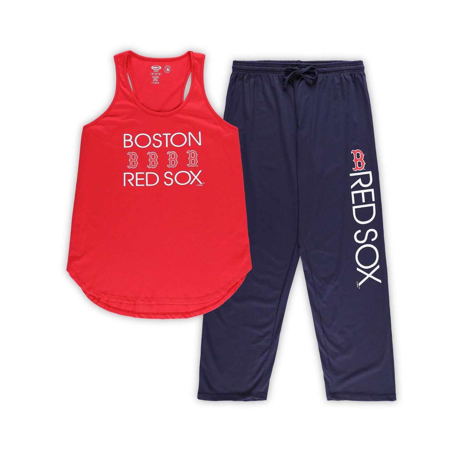 Women's Red, Navy Boston Red Sox Plus Size Meter Tank Top and Pants Sleep Set