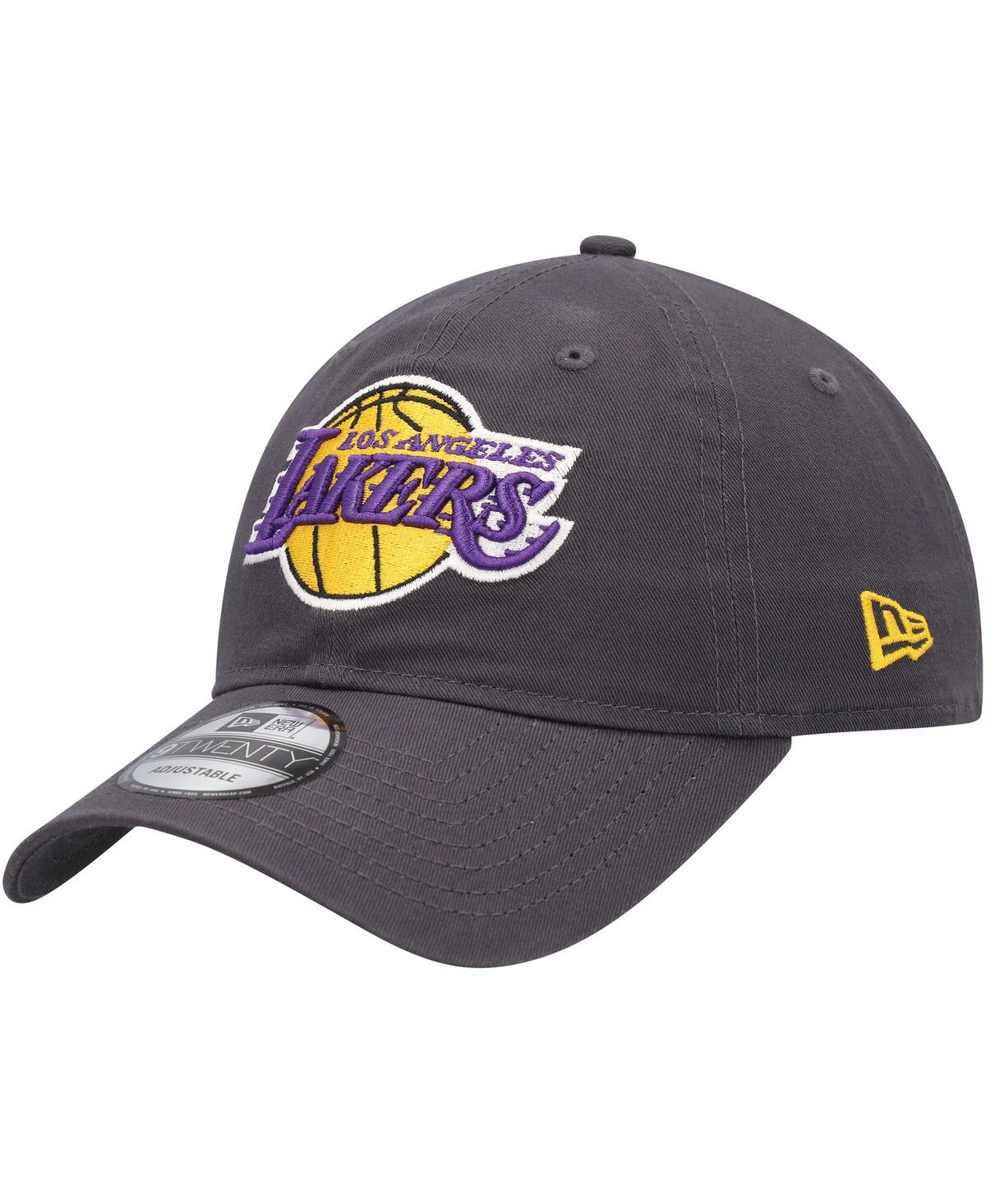 New Era Charcoal Los Angeles Lakers Team 2.0 9twenty Adjustable Hat In Charcoal