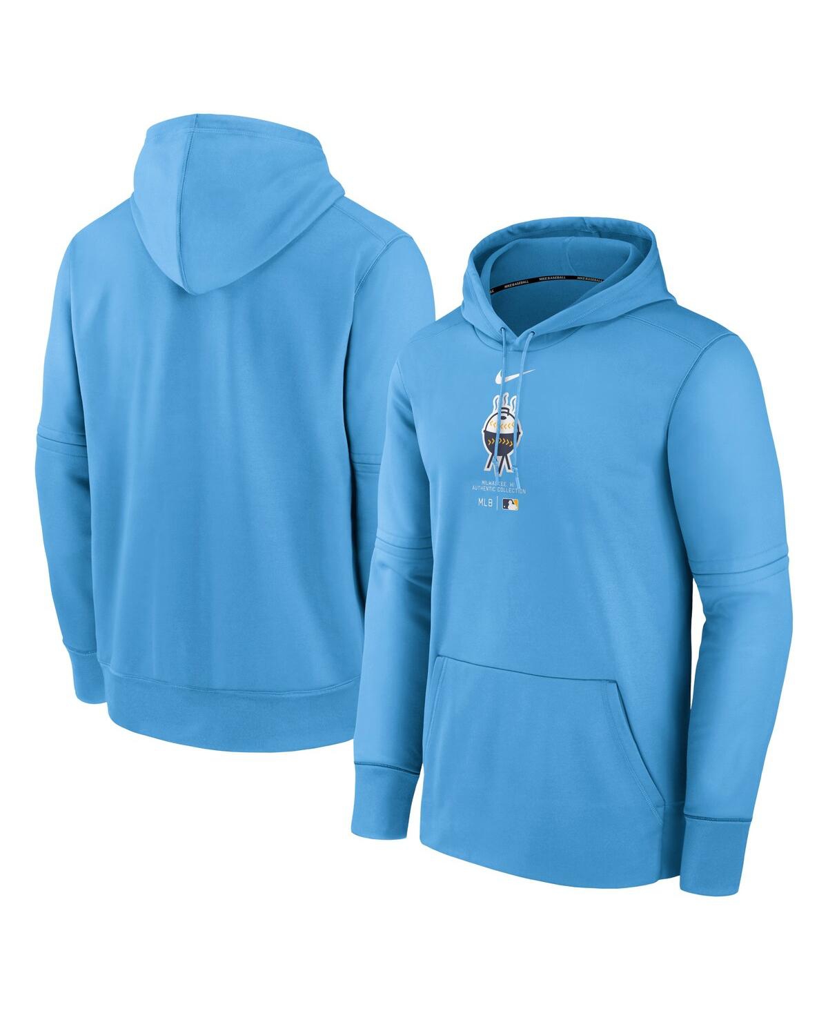 Shop Nike Men's  Powder Blue Milwaukee Brewers City Connect Practice Performance Pullover Hoodie