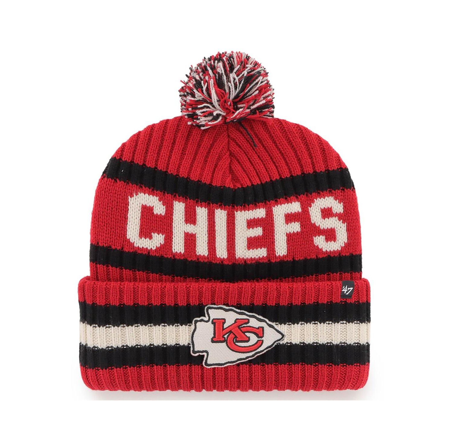 Men's Red Kansas City Chiefs Bering Cuffed Knit Hat with Pom