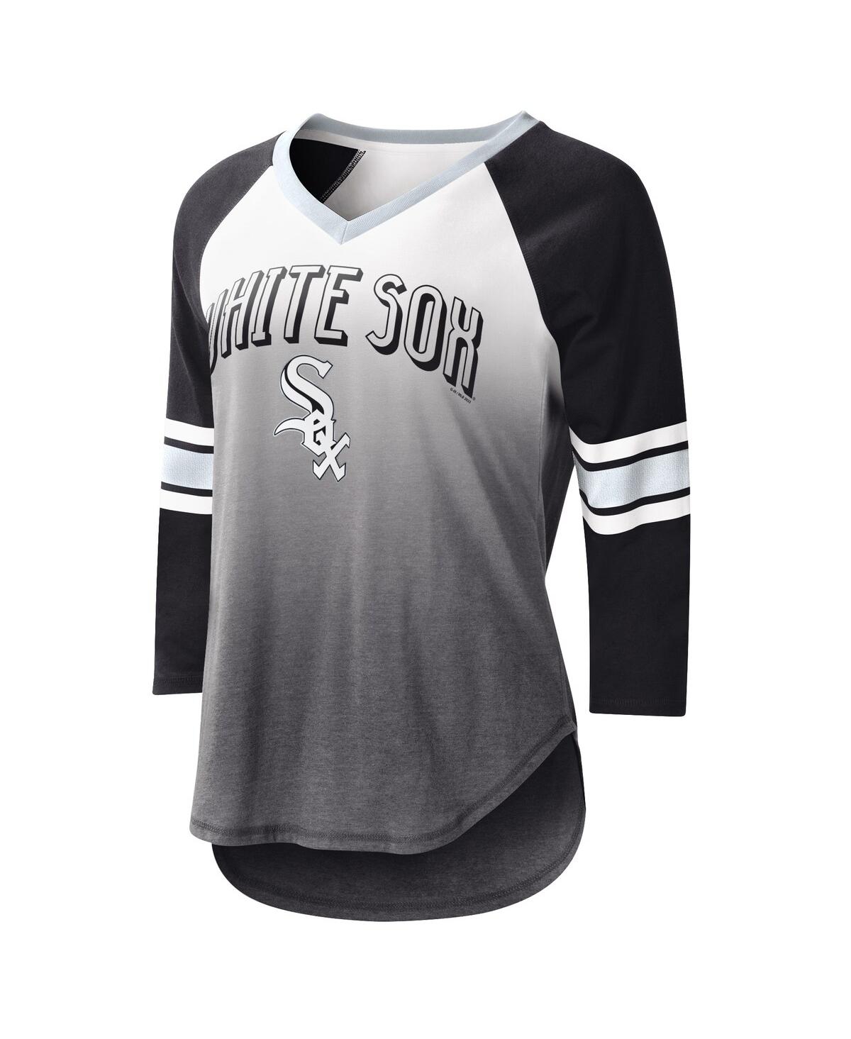 Shop G-iii 4her By Carl Banks Women's  White, Black Chicago White Sox Lead-off Raglan 3/4-sleeve V-neck T- In White,black