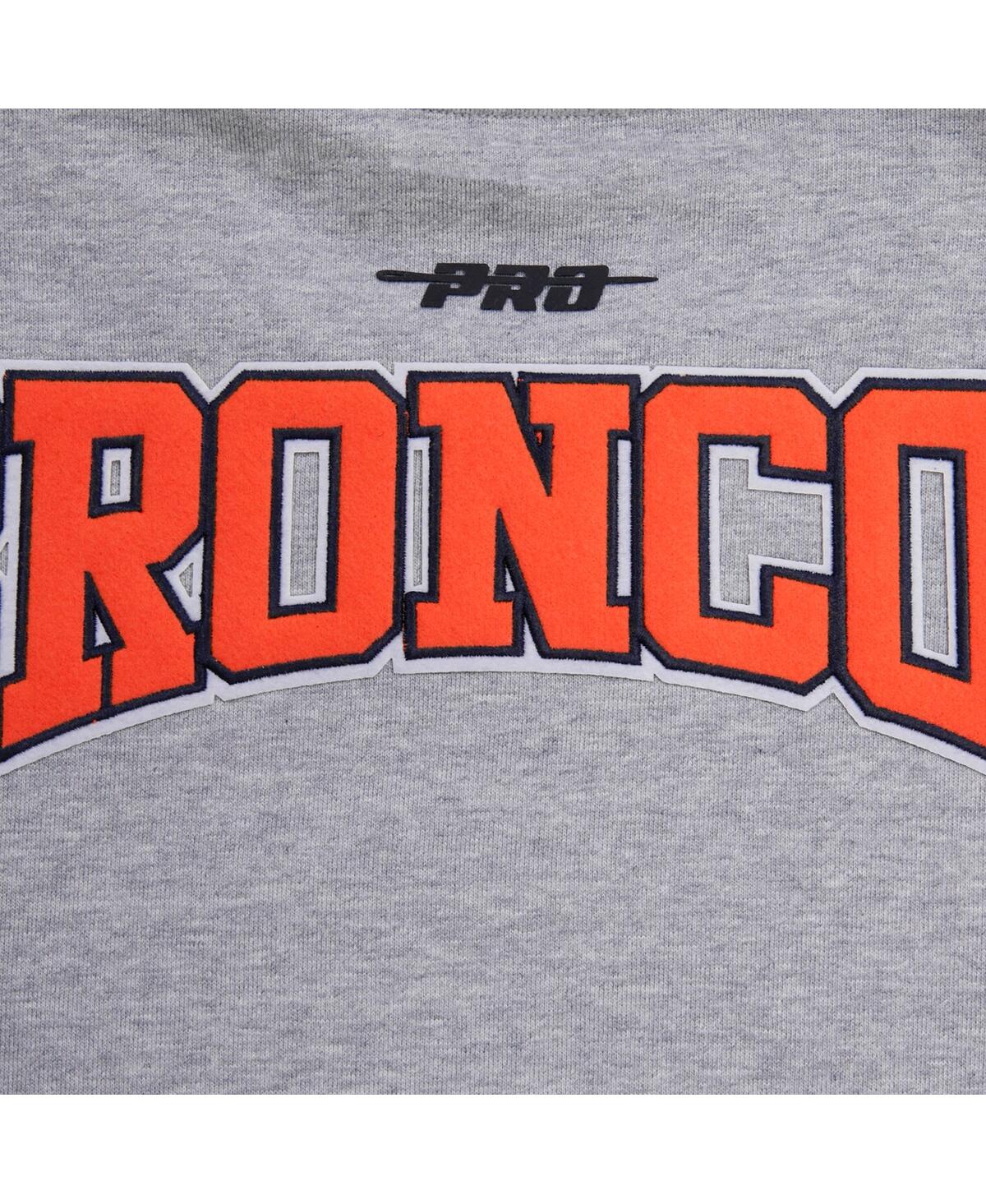 PRO STANDARD MEN'S PRO STANDARD HEATHER GRAY DENVER BRONCOS CREST EMBLEM PULLOVER SWEATSHIRT 