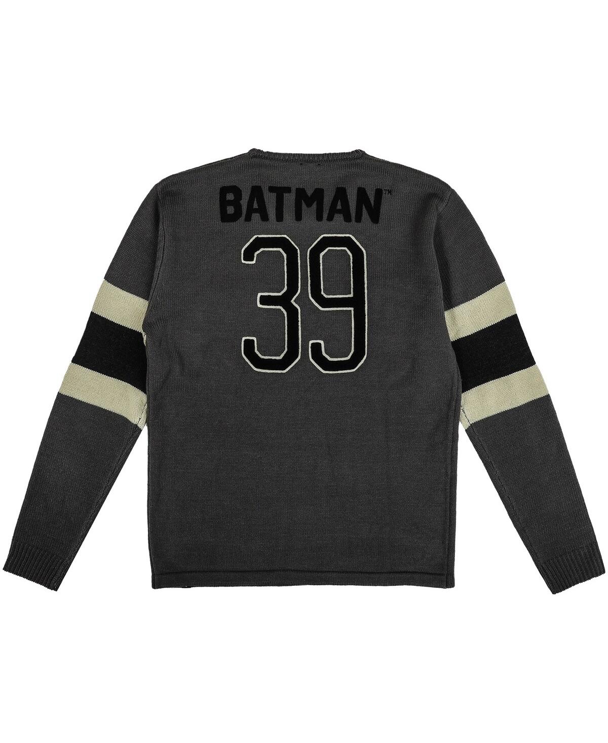 Shop Heroes & Villains Men's  Gray Batman Gotham City Varsity Sweater