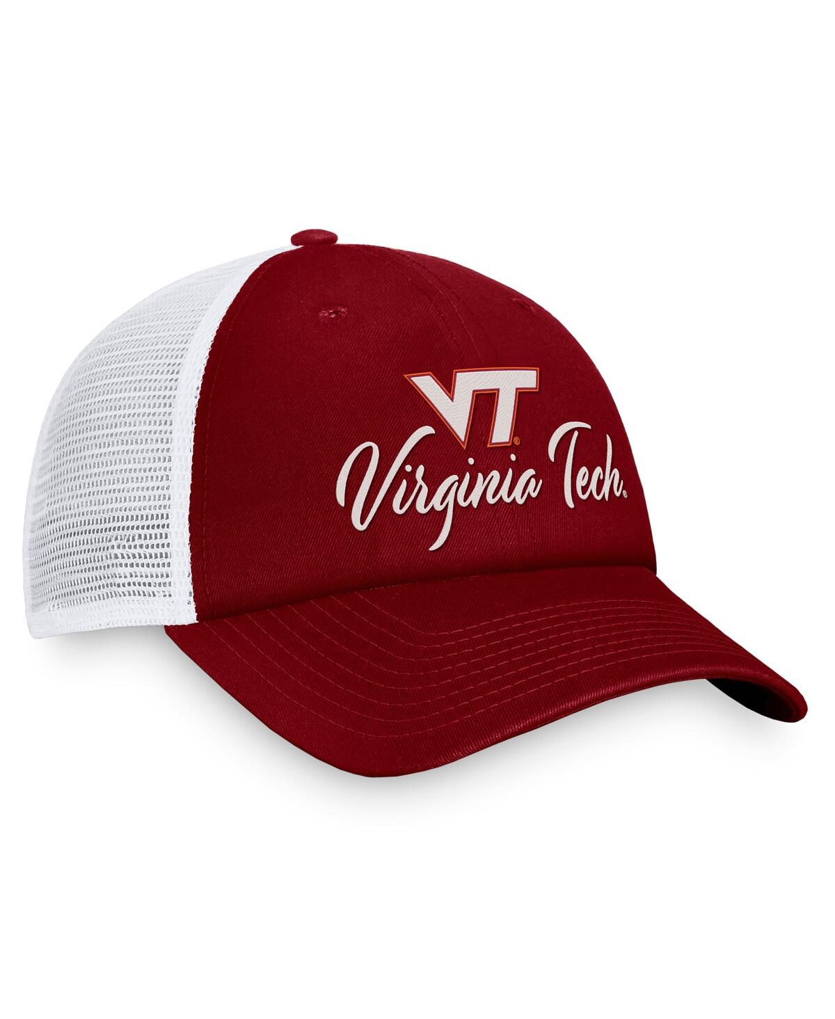 Shop Top Of The World Women's  Maroon, White Virginia Tech Hokies Charm Trucker Adjustable Hat In Maroon,white