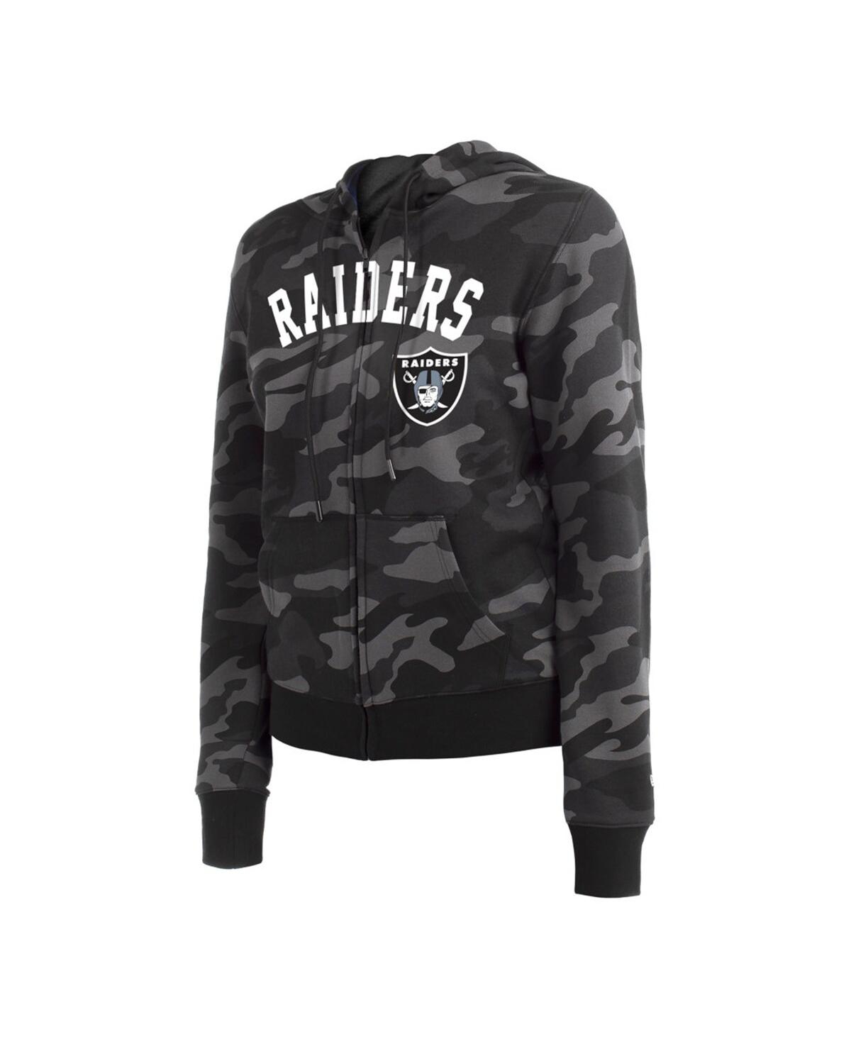 NEW ERA WOMEN'S NEW ERA BLACK LAS VEGAS RAIDERS CAMO FULL-ZIP HOODIE 