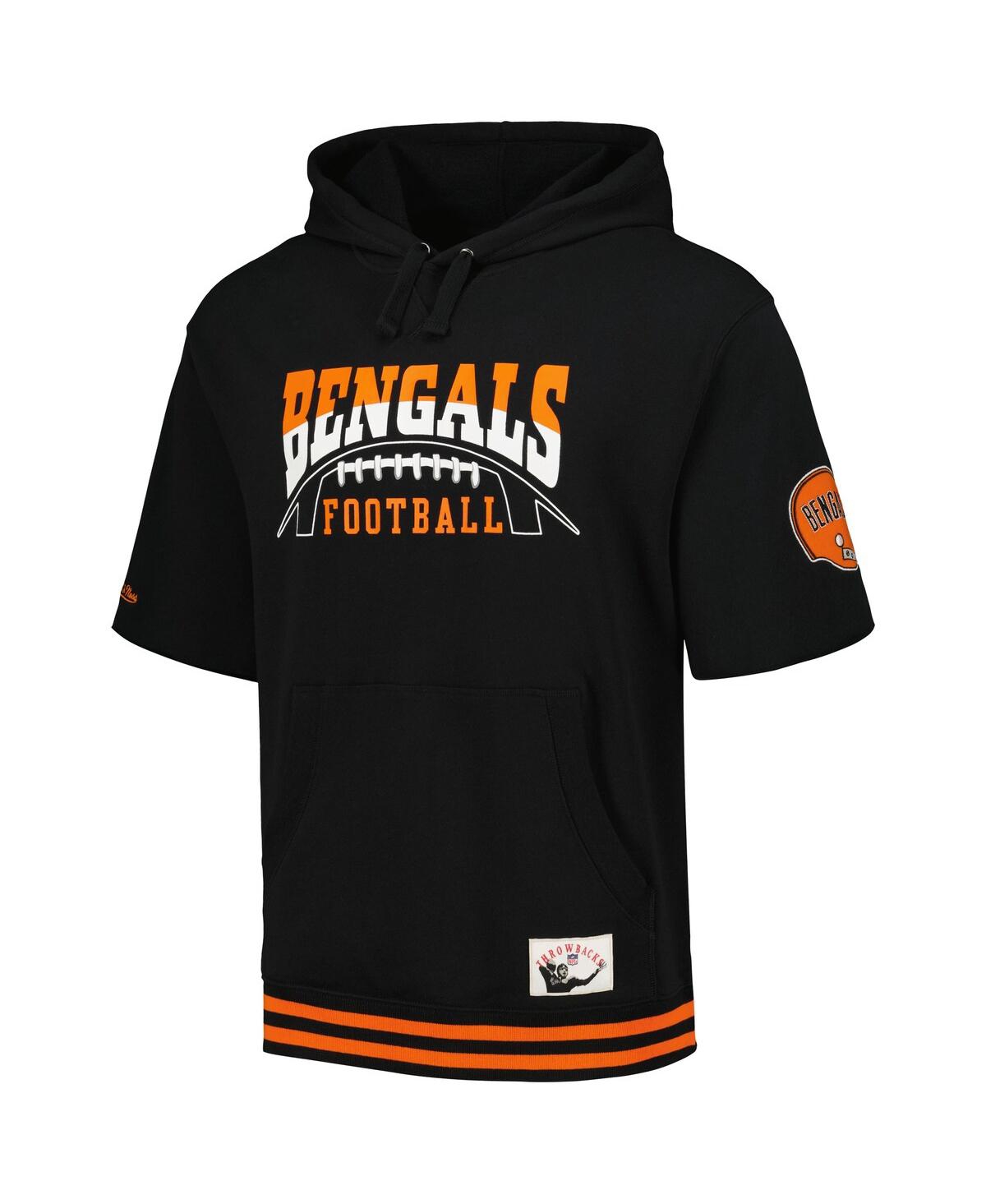 Mitchell & Ness Men's  Black Cincinnati Bengals Pre-game Short Sleeve Pullover Hoodie In Black