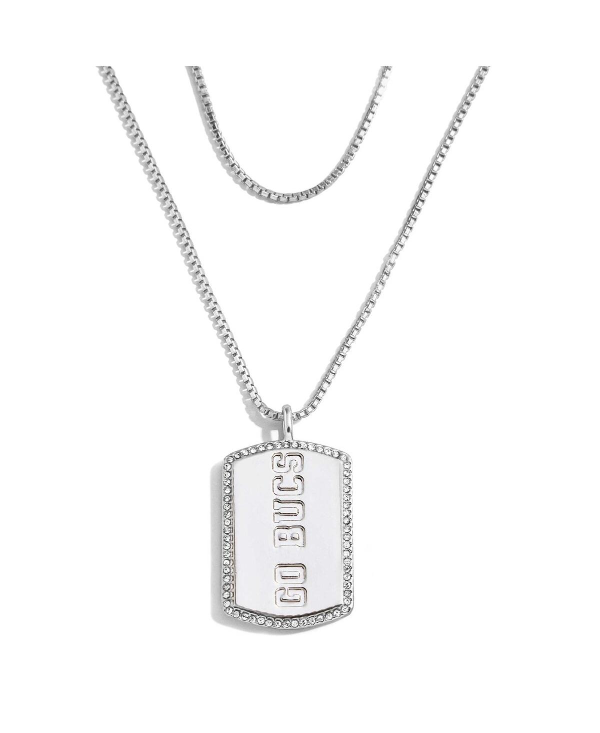 Shop Wear By Erin Andrews Women's  X Baublebar Tampa Bay Buccaneers Silver Dog Tag Necklace In Silver-tone