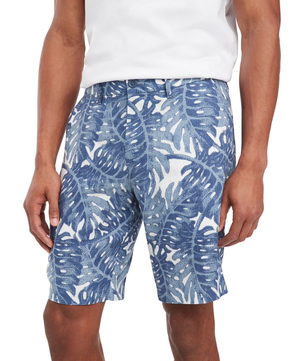 Shop Tommy Hilfiger Men's Harlem Tropical Print Linen Shorts In Ultra Blue