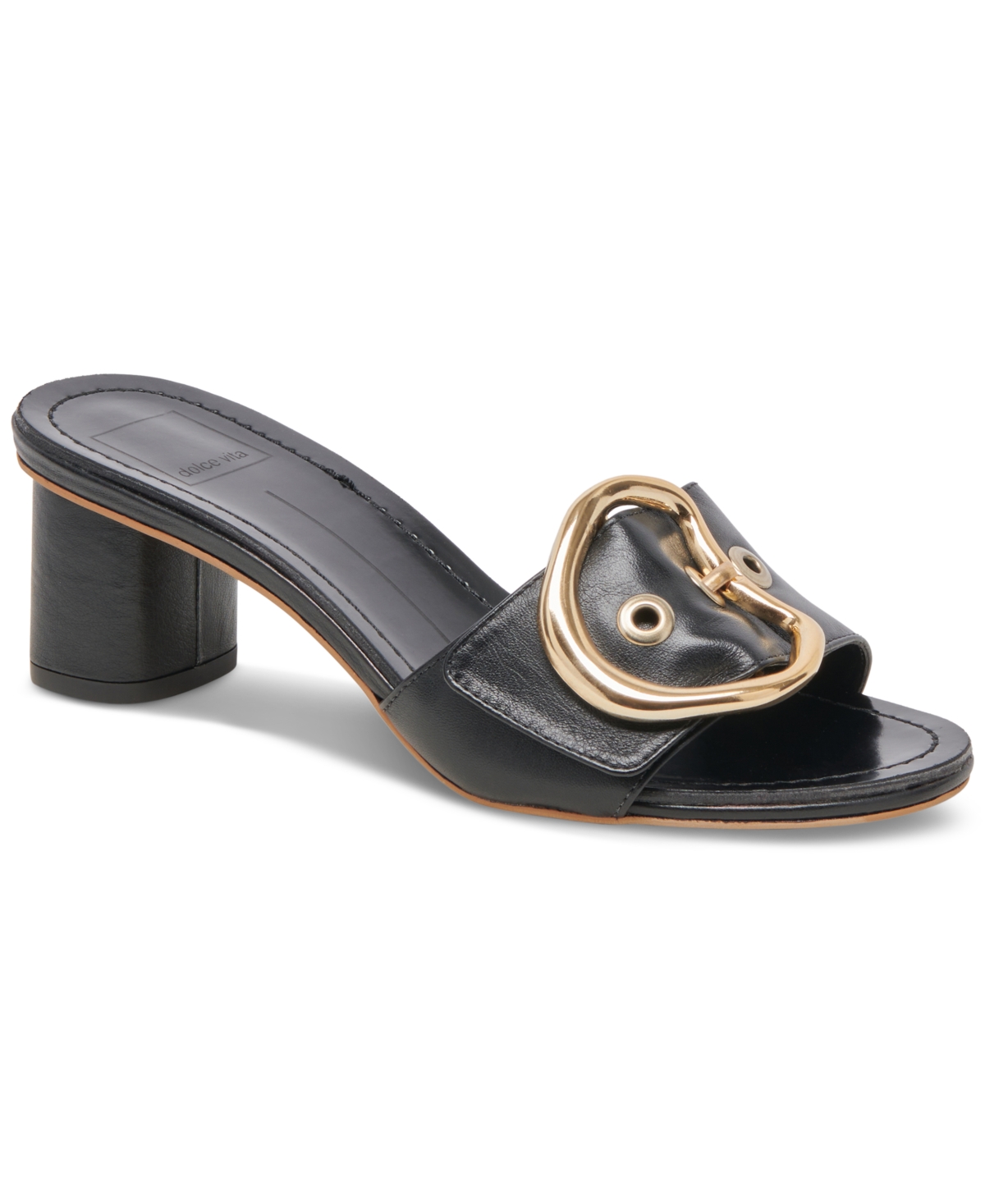 Shop Dolce Vita Women's Laika Buckle Slide Dress Sandals In Black Leather