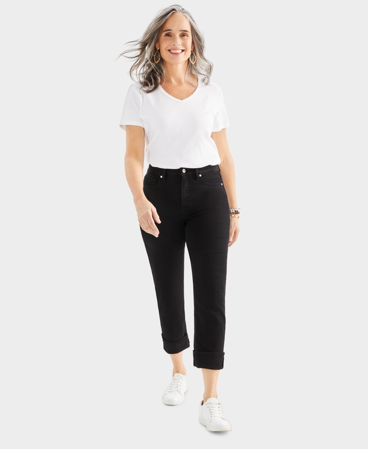 Style & Co Women's High-rise Cuffed Capri Jeans, Exclusively At Macy's In Deep Black
