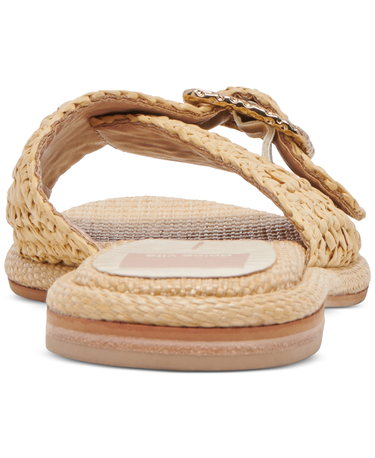 Shop Dolce Vita Women's Alanzo Raffia Buckle Slide Flat Sandals In Natural Raffia