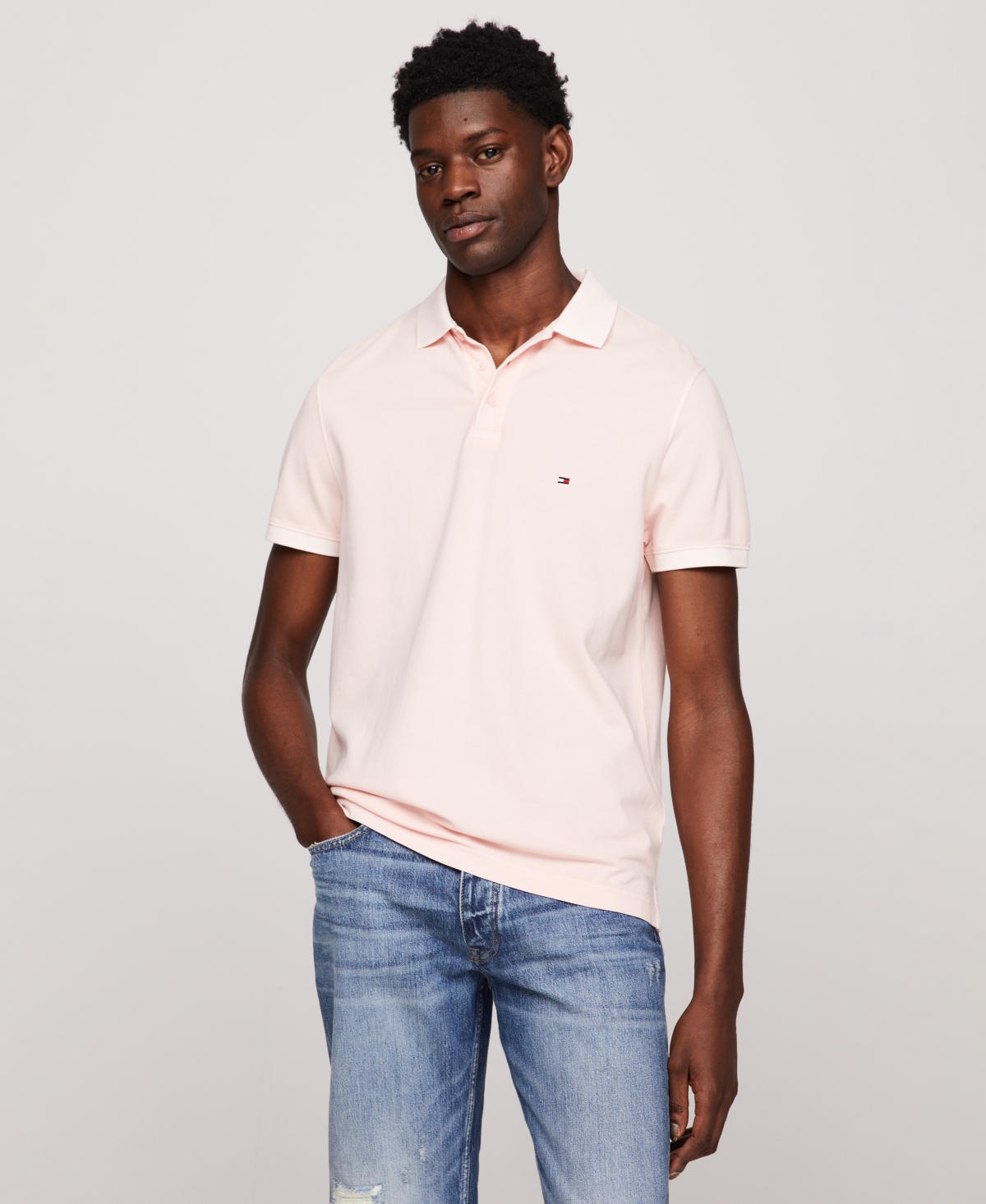 Shop Tommy Hilfiger Men's Short Sleeve Garment-dyed Polo Shirt In Pink Cryst