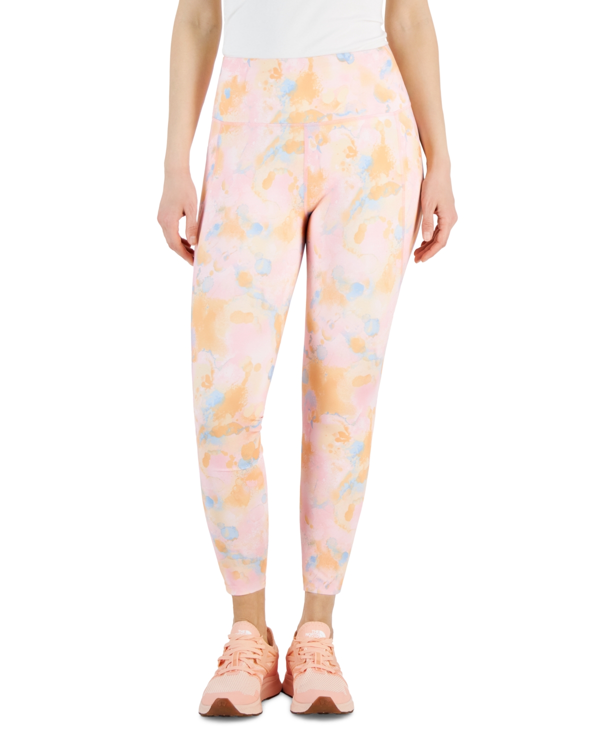 Shop Id Ideology Women's Printed 7/8 Compression Leggings, Created For Macy's In Pink Icing