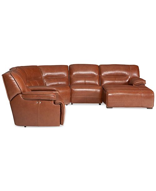 Furniture CLOSEOUT! Beckett 6pc Leather Sectional Sofa with Chaise