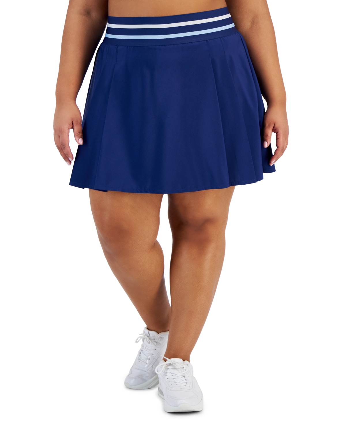 Id Ideology Plus Size Active Striped High-Waist Pleated Skort, Created for Macy's