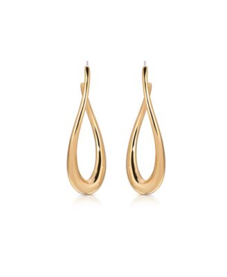 Oblong 18k Gold Plated Abstract Hoop Earring