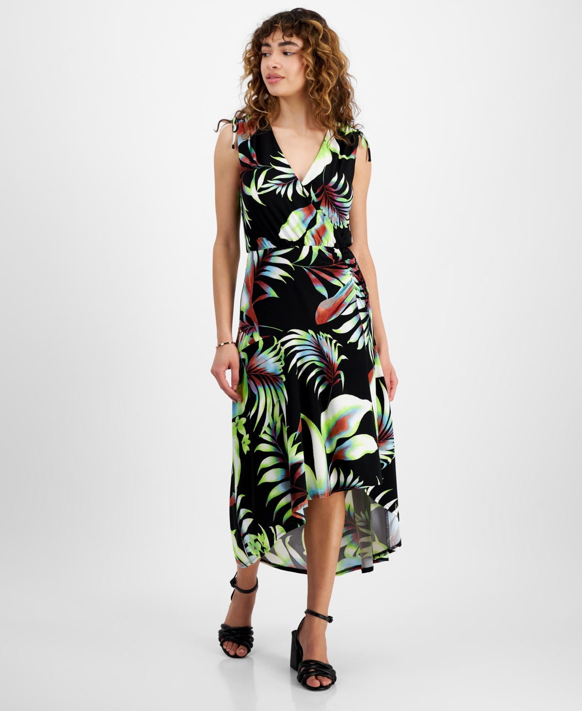 Shop Rachel Rachel Roy Women's Eulalie Shoulder-tie High-low Dress In Lime Tropical