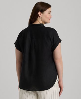 Plus Size Linen Dolman Sleeve Top 
