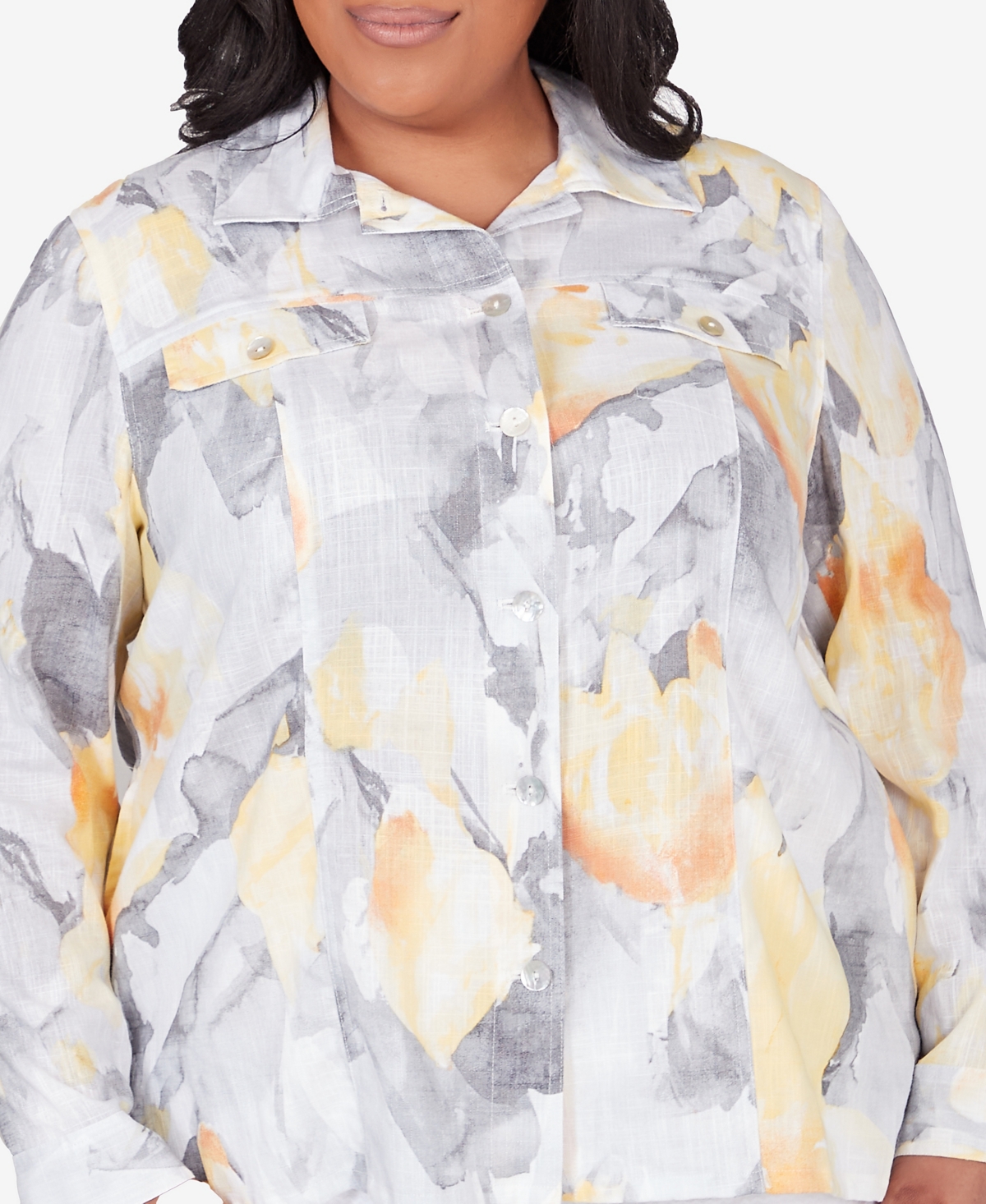 Alfred Dunner Plus Size Charleston Abstract Watercolor Jacket