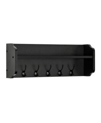 Entryway Floating Utility Wall Shelf with Hooks, Wall Mounted