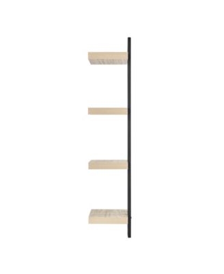 4-Tier Ladder Bracket Floating Wall Shelves, Black Metal Finish