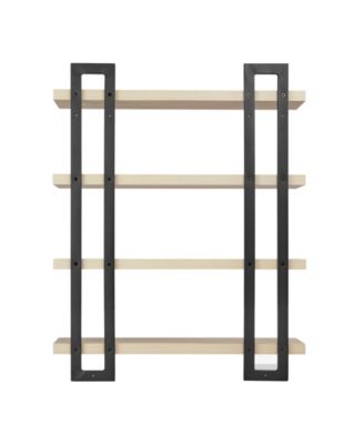 4-Tier Floating Bracket Wall Shelf, Black Metal Finish