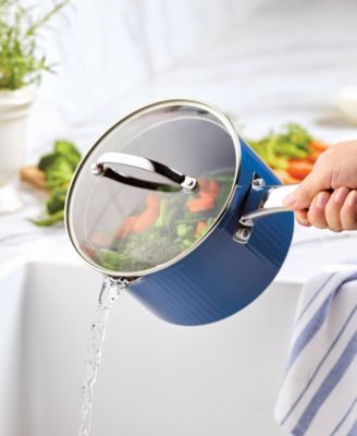 Style Aluminum 3 Quart Nonstick Straining Saucepan with Lid