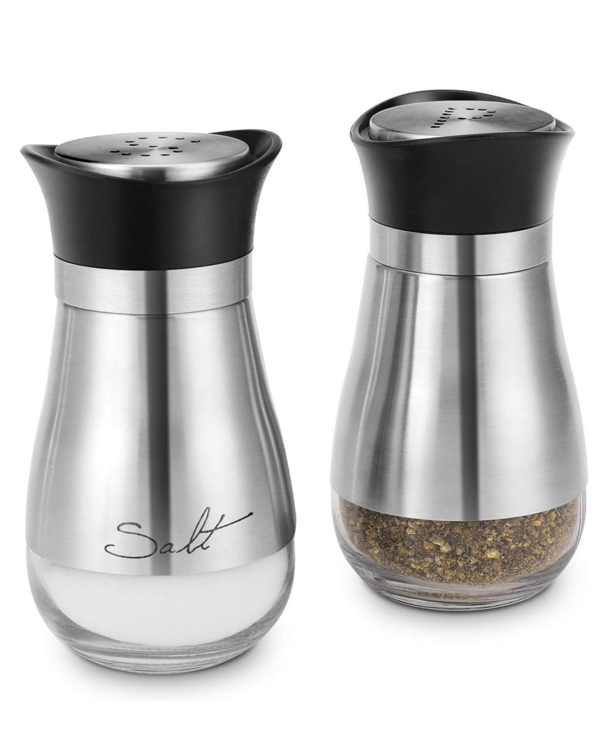 Circleware Cafe Contempo Silver And Glass 2 Pc Salt And Pepper