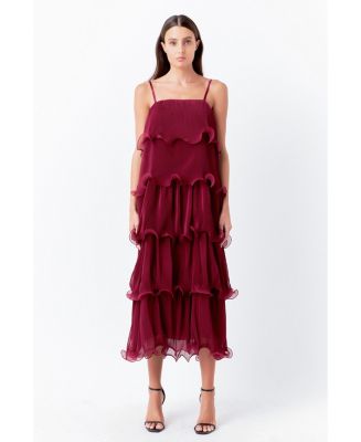 Autum Clay Neck Tiered Long Dress