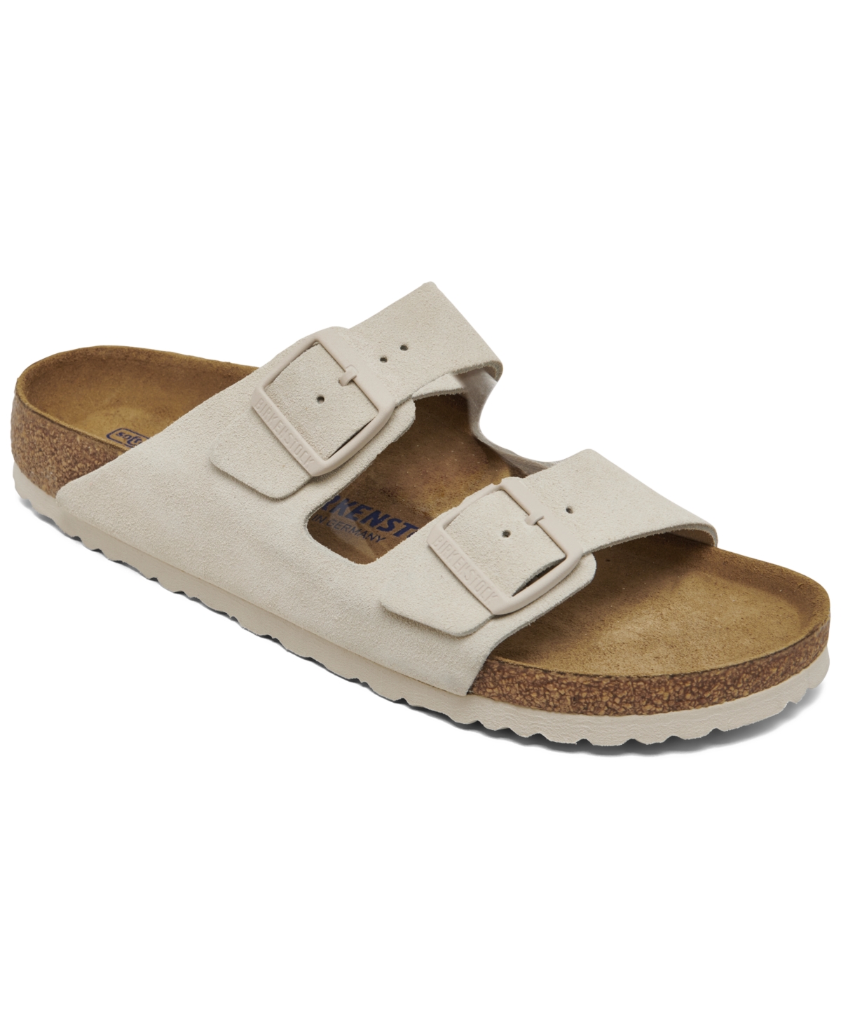 Shop Birkenstock Women's Arizona Soft Footbed Suede Leather Sandals From Finish Line In Antique-like White