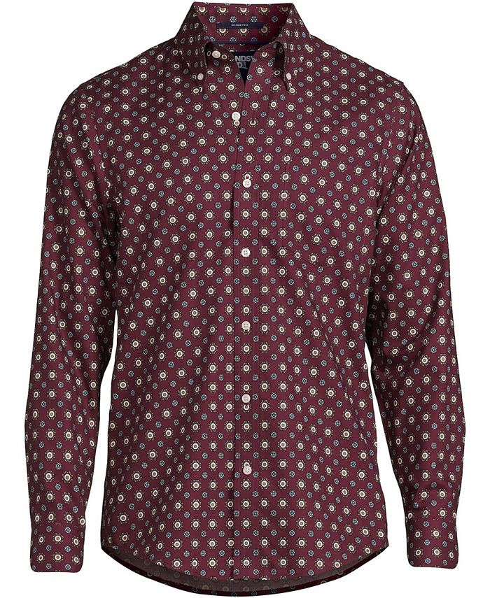 Lands' End Men's Tailored Fit No Iron Twill Long Sleeve Shirt Macy's