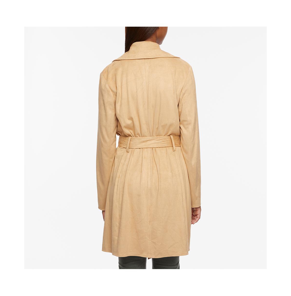 Faux Suede Trench Coat