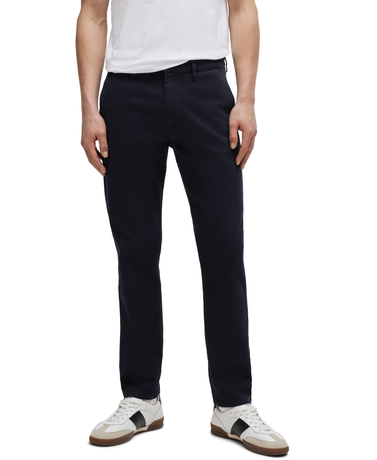 Hugo Boss Genius Tech Flannel Pants With Cinched Sidetabs In Dark Blue