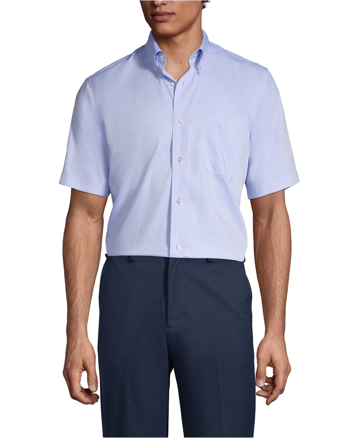 Мужские платья Lands' End Men's Short Sleeve No Iron Pinpoint Dress Shirt — фото 1