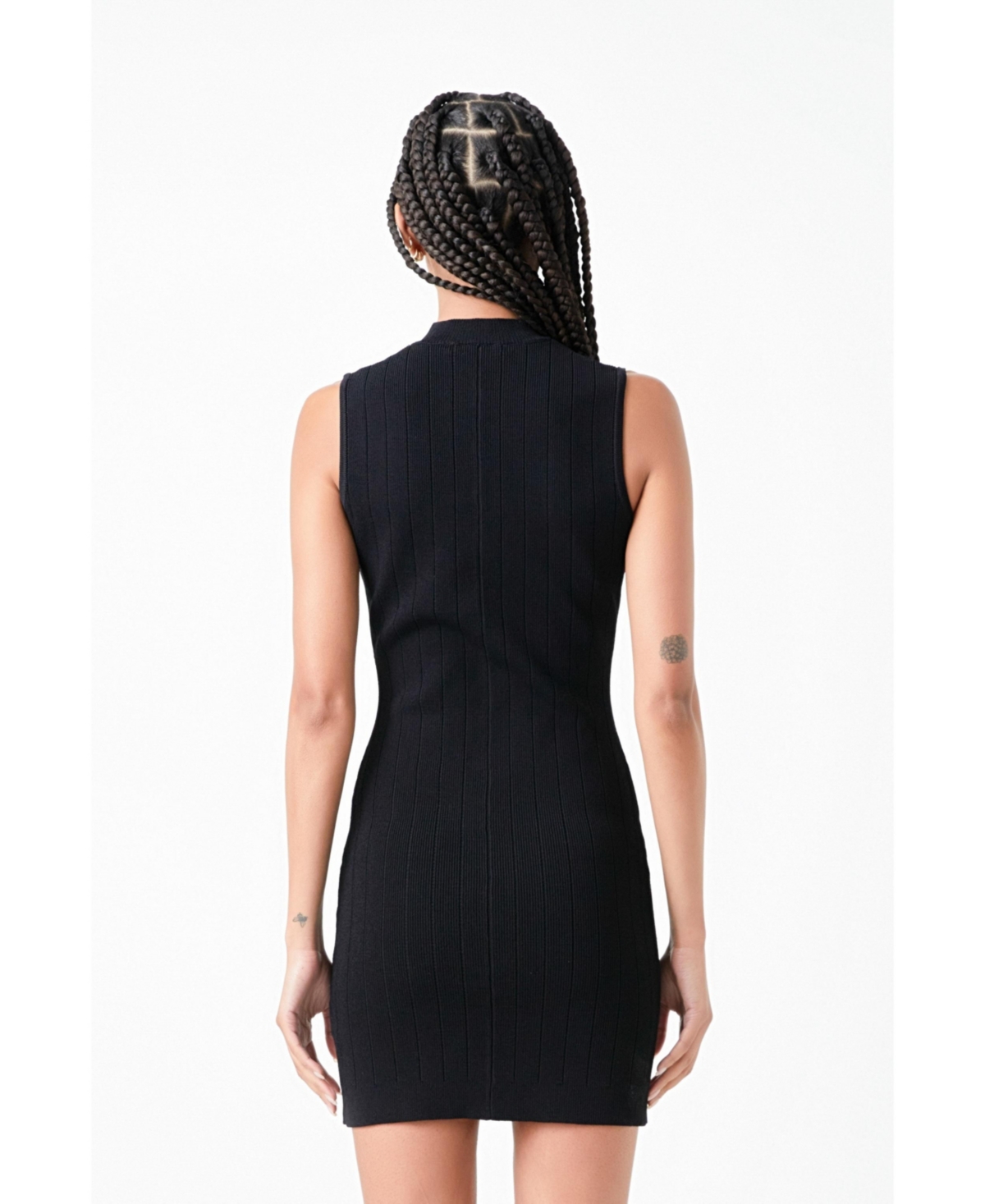 Women's Mock Neck Sleeveless Knit Mini Dress