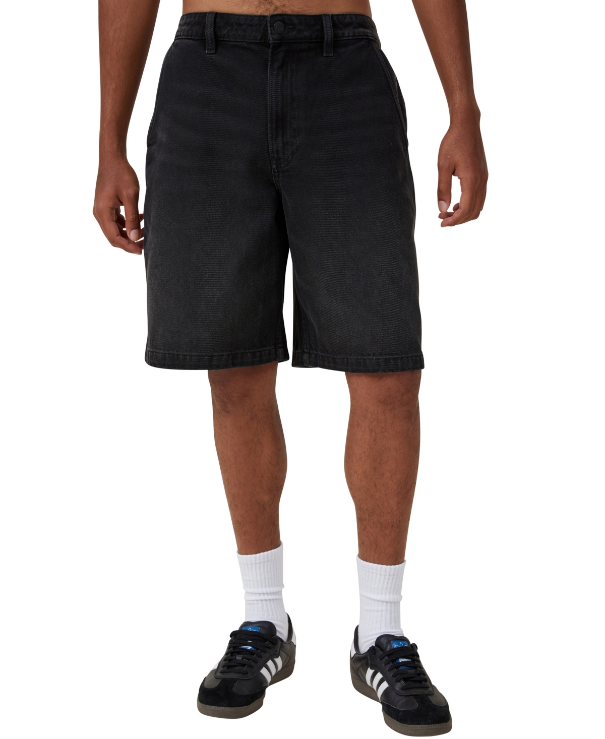 Shop Cotton On Men's Baggy Denim Shorts In Revolve Black