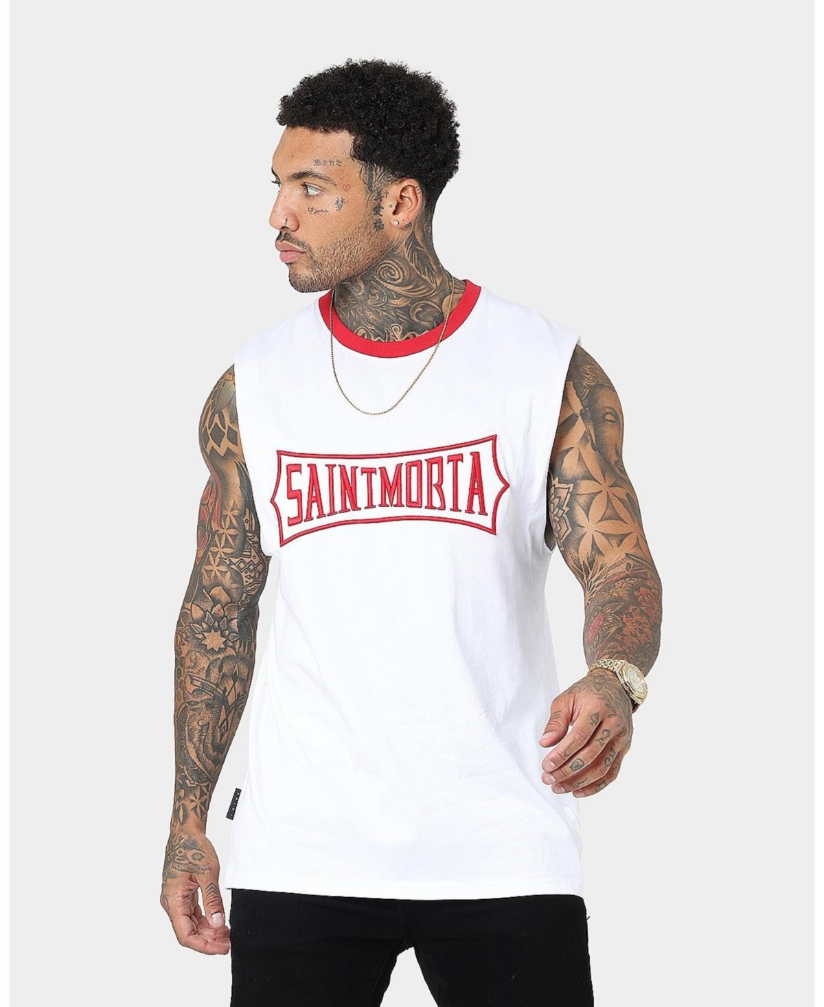 Men's Ceremony Oversized Muscle Tee - White/red