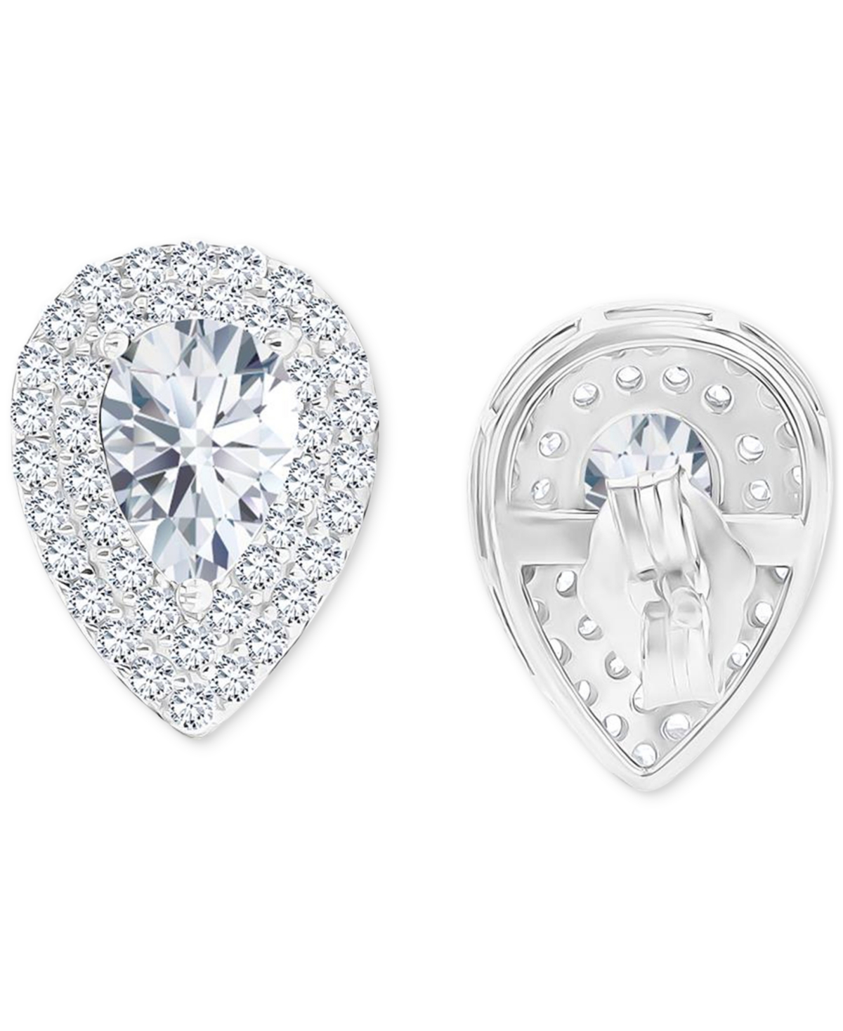 Amethyst (1-1/5 ct. t.w.) & Lab-Grown White Sapphire (1/2 ct. t.w.) Pear Halo Birthstone Stud Earrings in Sterling Silver (Also in Additional Birthsto