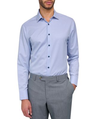 Men's Recycled Slim Fit Zig Zag Performance Stretch Cooling Comfort Dress Shirt