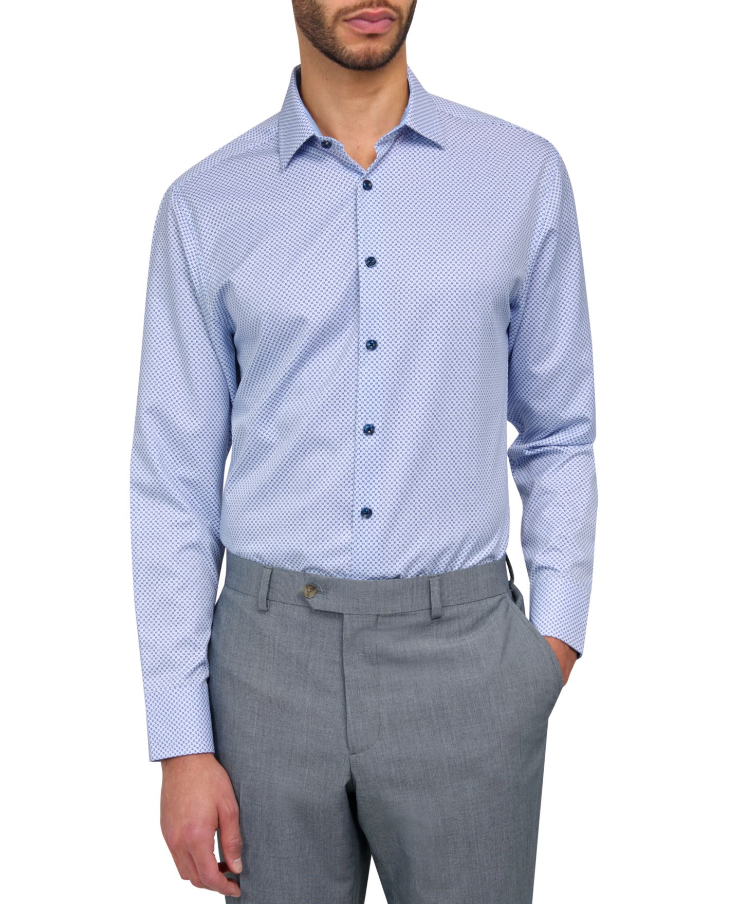 Мужская рубашка ConStruct Recycled Slim Fit Zig Zag Performance Stretch Cooling Comfort Dress Shirt, цвет: Белый — фото 2