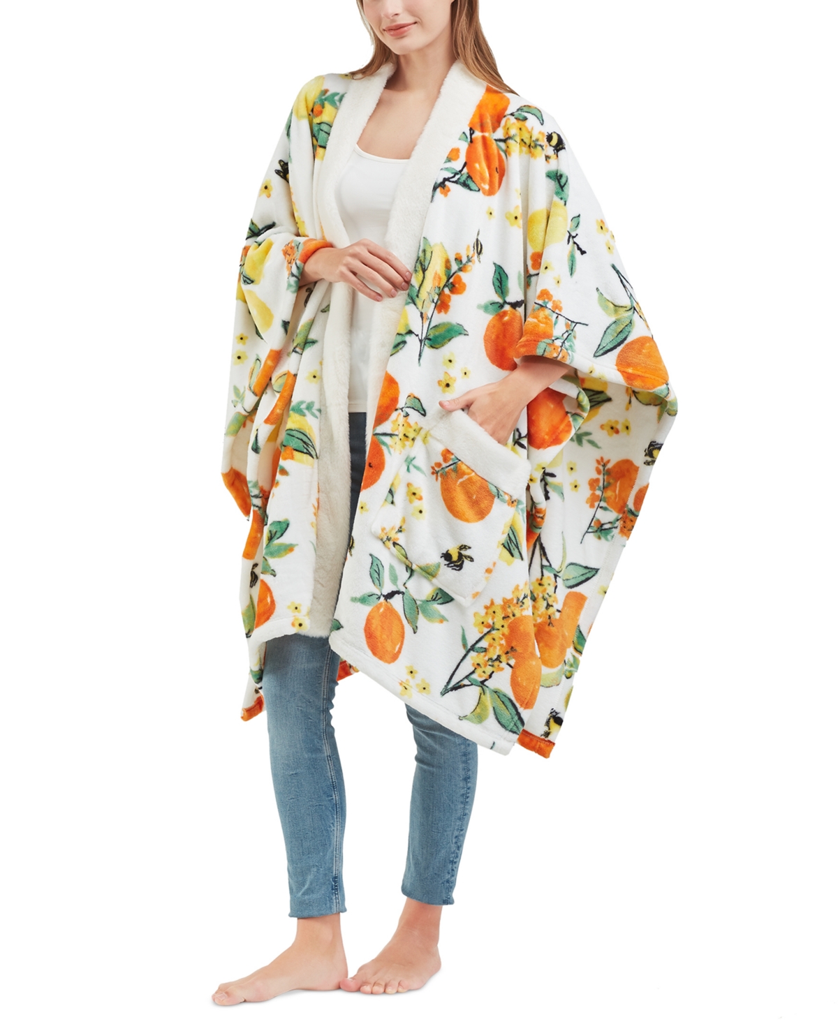 Shop Premier Comfort Cozy Plush Printed Wrap, 50" X 70", Created For Macy's In Citrus Bees