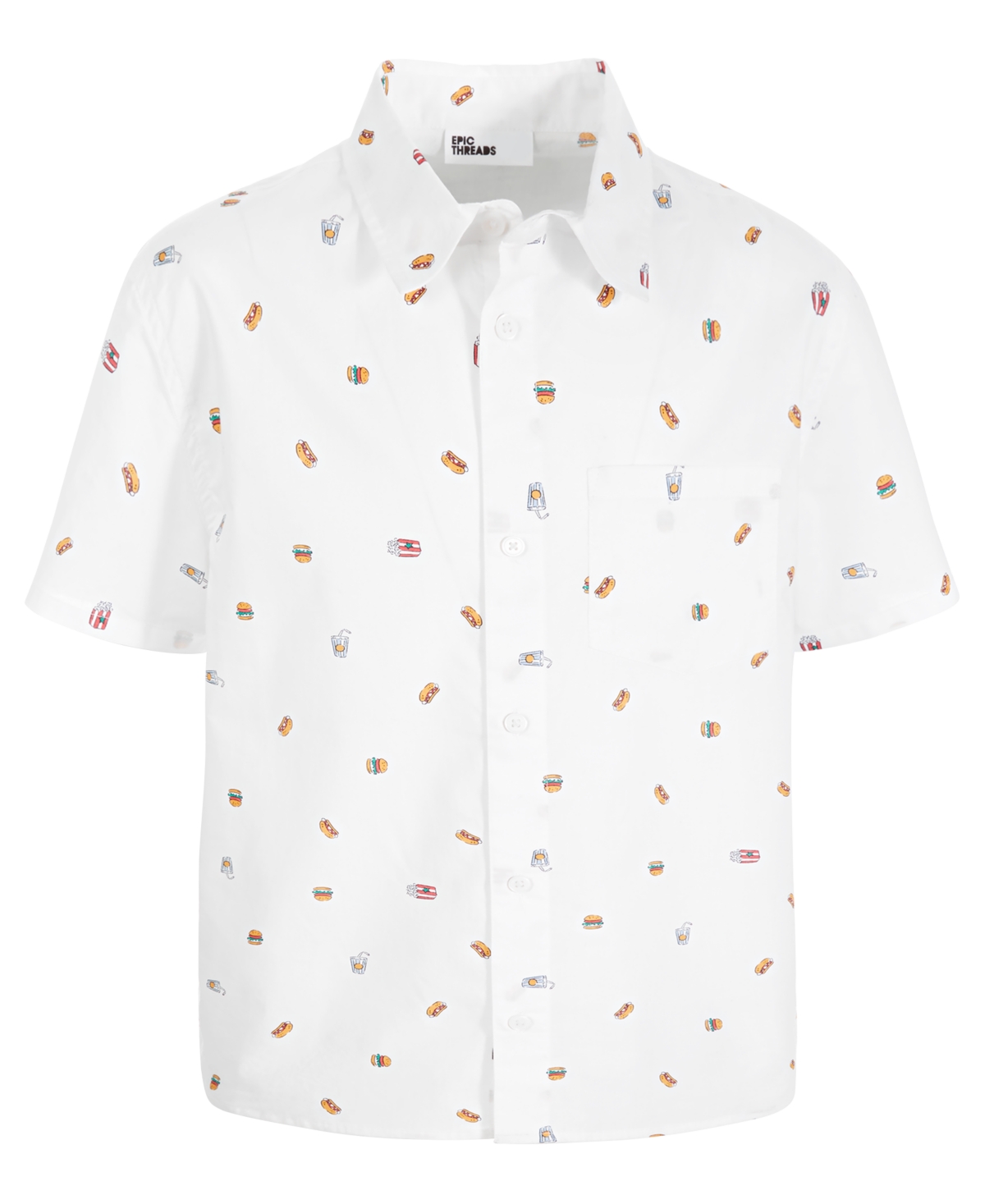Shop Epic Threads Toddler & Little Boys Short-sleeve Cotton Foodie Icon-print Shirt, Created For Macy's In Bright White